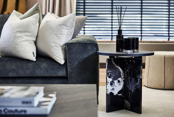 Ruby Side Table Softtouch Black + Marble Café Amaro Top | Side tables | DAMI Luxury Interior