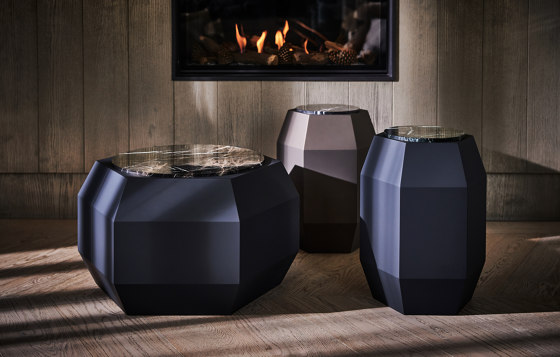 Sapphire Side Table Softtouch Warm Beige + Marble Arrabescato Top | Beistelltische | DAMI Luxury Interior