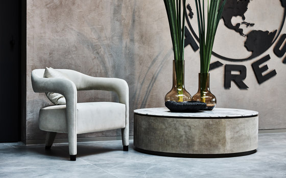 Topaz Coffee Table Veg Tan Leather Stone + Marble Arrabescato Top | Couchtische | DAMI Luxury Interior