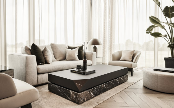 Zircon Coffee Table Ultra Matt Dark Brown + Marble Café Amaro Leather Look | Tavolini bassi | DAMI Luxury Interior
