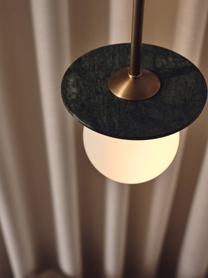 Orbit | Pendant - Bronze & Travertine | Lámparas de suspensión | J. Adams & Co