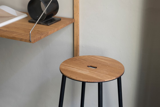 Adam stool H50 Black Leather | Stools | Frama
