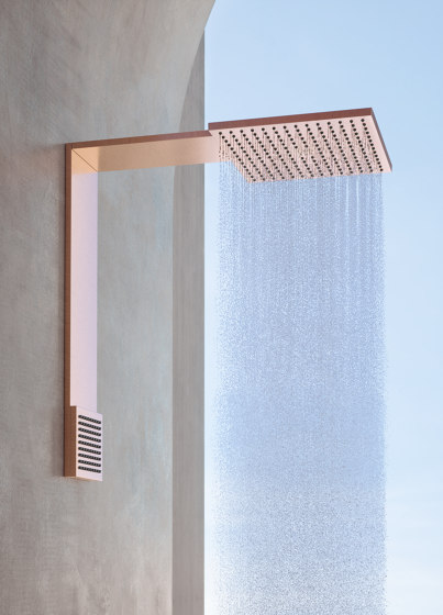 AXOR ShowerComposition Shower panel with thermostat, overhead shower 110/220 1jet and shoulder shower | Cromo Nero Lucido | Rubinetteria doccia | AXOR