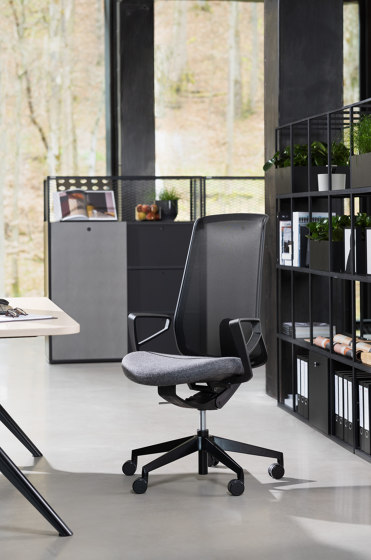 Drehstuhl Sitz gepolstert, Rücken Netzbespannung, Ringarmlehnen | Bürodrehstühle | Wiesner-Hager