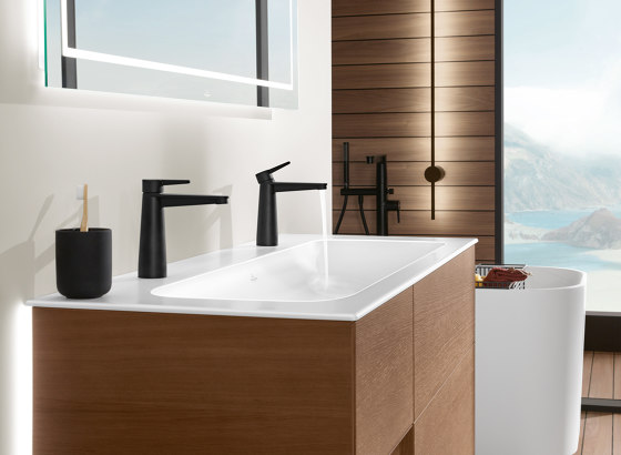 Conum | Robinetterie monocommande pour lavabo avec dispositif de vidange à tirette, Chrome | Robinetterie pour lavabo | Villeroy & Boch