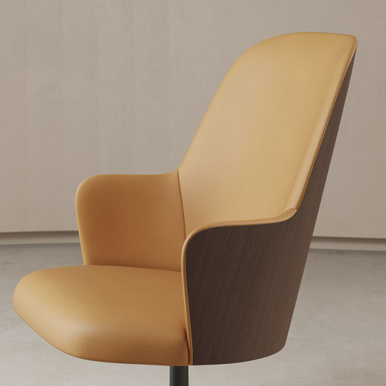 Aleta Executive chair - flat swivel base back in wood | Stühle | viccarbe