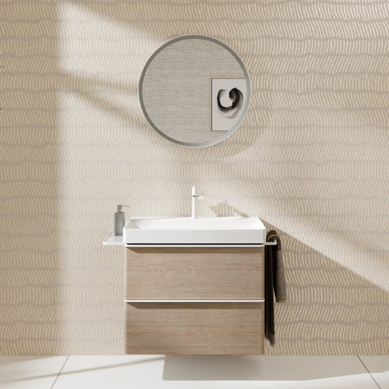 Xevolos E Columna alta beige arena mate 400/360, bisagra a la derecha | Espejos de baño | Hansgrohe