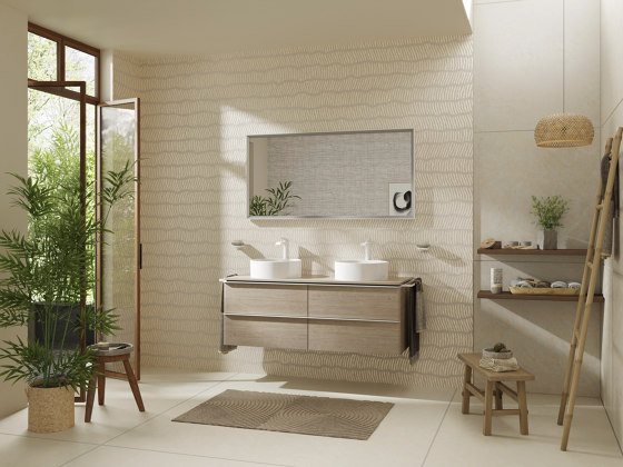 Xevolos E Columna alta beige arena mate 400/360, bisagra a la derecha | Espejos de baño | Hansgrohe