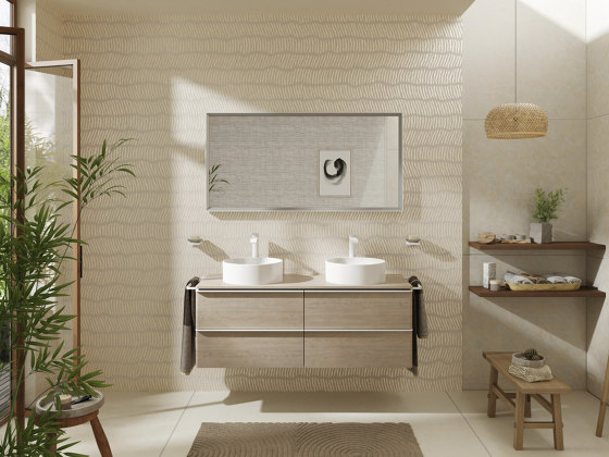 Xevolos E Columna alta beige arena mate 400/360, bisagra a la derecha | Espejos de baño | Hansgrohe