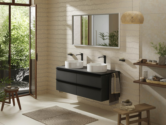 Xevolos E Columna alta beige arena mate 400/360, bisagra a la derecha | Espejos de baño | Hansgrohe