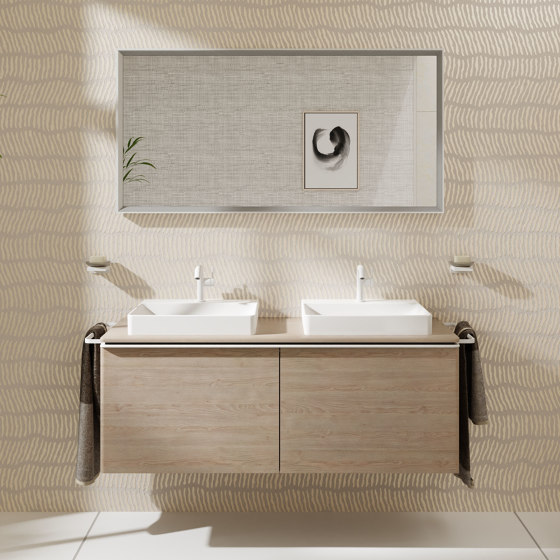 Xevolos E Columna alta beige arena mate 400/360, bisagra a la derecha | Espejos de baño | Hansgrohe