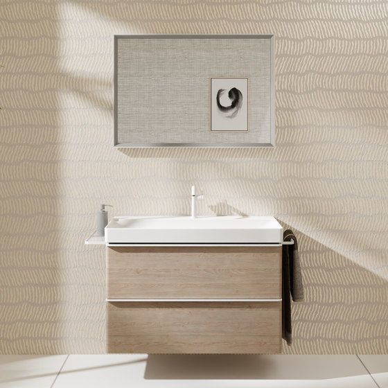 Xevolos E Columna alta beige arena mate 400/360, bisagra a la derecha | Espejos de baño | Hansgrohe