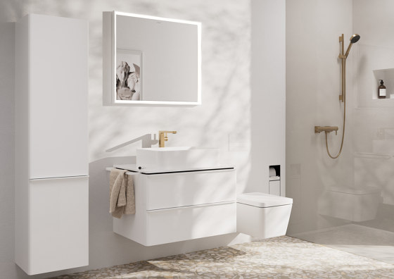 Xevolos E Colonne 400/360 Beige mat, charnière de porte droite | Miroirs de bain | Hansgrohe