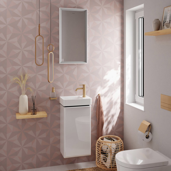 Xevolos E Columna alta beige arena mate 400/360, bisagra a la derecha | Espejos de baño | Hansgrohe