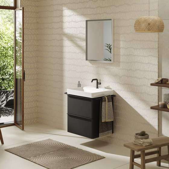 Xelu Q Plan vasque 800/480 avec plage de pose à gauche, sans trop plein ni trou pour robinet, SmartClean | Lavabos | Hansgrohe