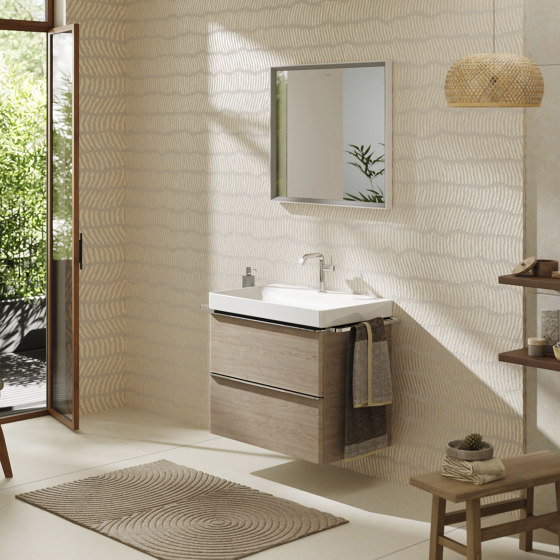 Xelu Q Mueble de baño blanco de alto brillo 780/475 con 2 cajones para lavabo | Armarios lavabo | Hansgrohe