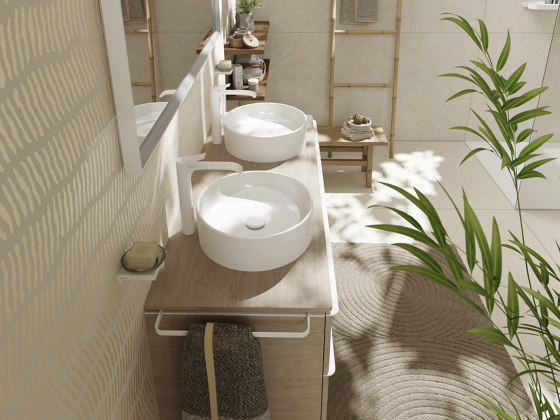 Xelu Q Plan vasque 800/480 avec plage de pose à gauche, sans trop plein ni trou pour robinet, SmartClean | Lavabos | Hansgrohe