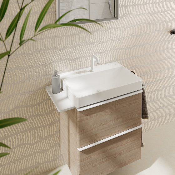 Xelu Q Lavabo con mensola a destra 800/480 con 2 fori rubinetteria senza troppopieno, SmartClean | Lavabi | Hansgrohe