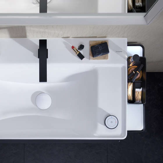 Xelu Q Lavabo con repisa a la izquierda 800/480, sin orificio para grifo ni rebosadero, SmartClean | Lavabos | Hansgrohe