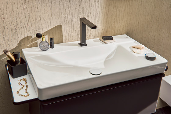 Xelu Q Meuble bas pour plan vasque 780/475 avec 2 tiroirs, caisson Blanc brillant | Meubles sous-lavabo | Hansgrohe