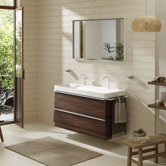 Xelu Q Mueble de baño blanco de alto brillo 780/475 con 2 cajones para lavabo | Armarios lavabo | Hansgrohe