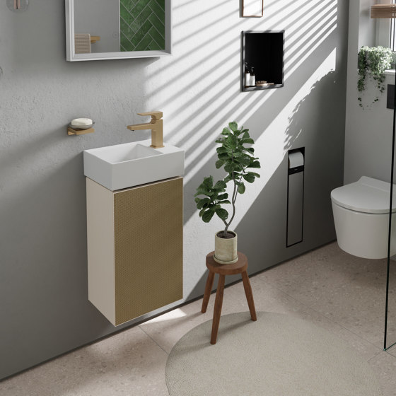 Xevolos E Meuble bas 980/550 pour vasque à poser Xevolos E avec 2 tiroirs caisson Beige mat | Meubles sous-lavabo | Hansgrohe