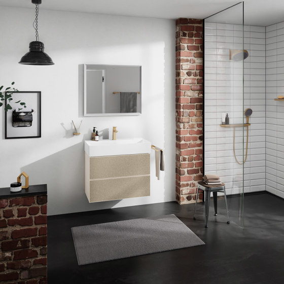 Xevolos E Colonna media Grigio Ardesia Opaco 400/360, cerniera anta a destra | Armadietti parete | Hansgrohe