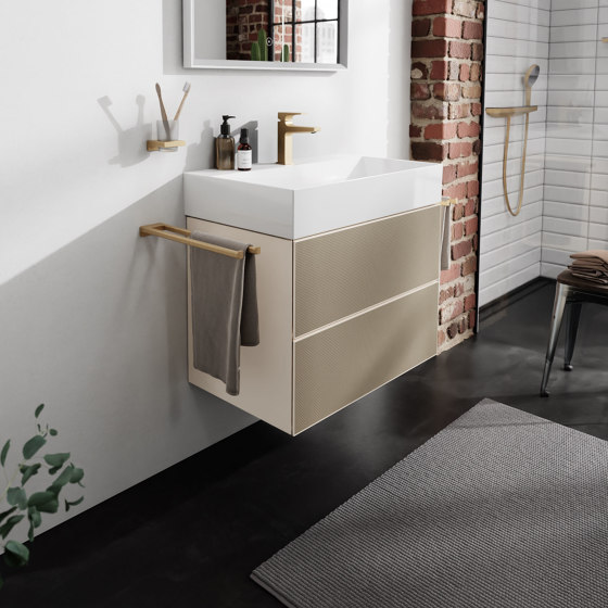 Xevolos E Meuble bas pour lave-mains 340/245 caisson Beige mat, charnière de porte droite | Meubles sous-lavabo | Hansgrohe