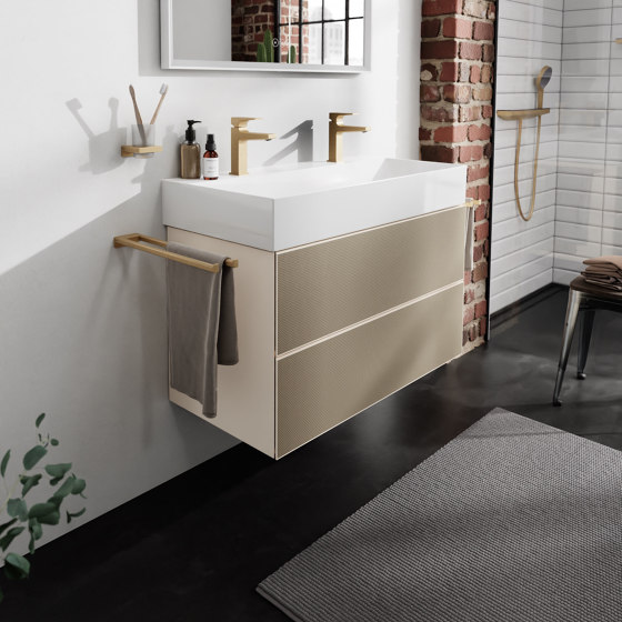 Xevolos E Base sottolavabo con 2 cassetti Beige Sabbia Opaco 780/550 per top con lavabo rettificato | Mobili lavabo | Hansgrohe