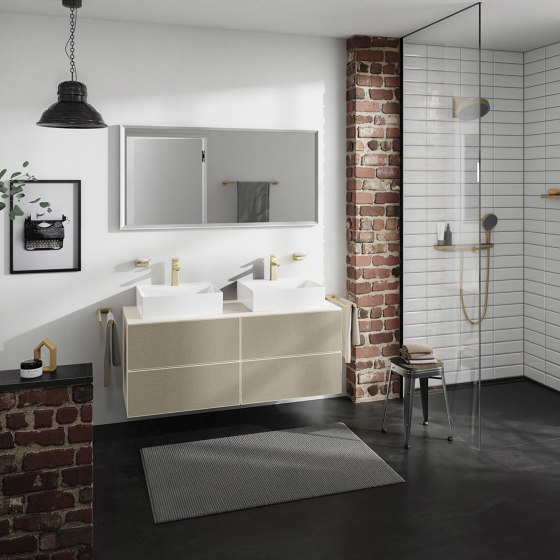 Xevolos E Waschtischunterschrank Sandbeige Matt 580/475 mit 2 Schubkästen für Waschtisch | Waschtischunterschränke | Hansgrohe