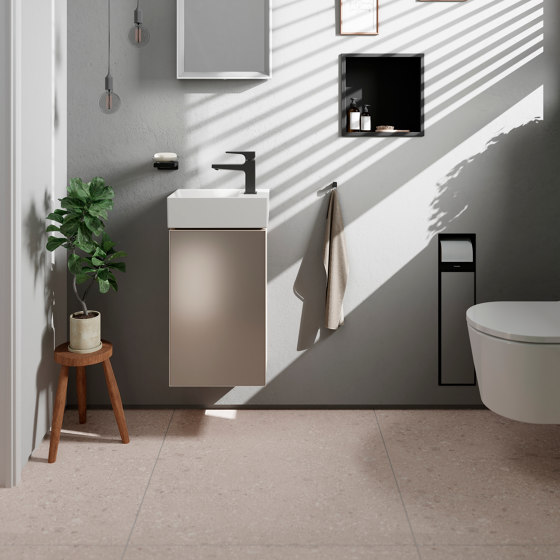 Xevolos E Colonna media Grigio Ardesia Opaco 400/360, cerniera anta a destra | Armadietti parete | Hansgrohe