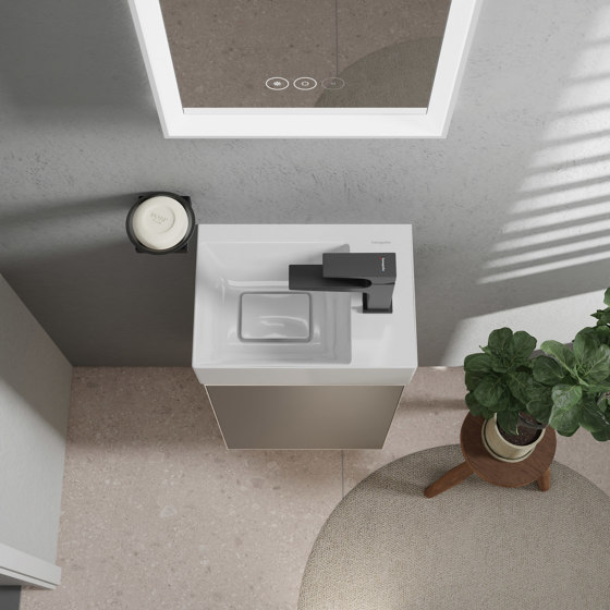 Xevolos E Colonna media Grigio Ardesia Opaco 400/360, cerniera anta a destra | Armadietti parete | Hansgrohe