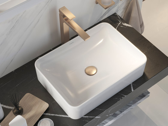 Xuniva S Lavabo tipo bol 450/450 con orificio para grifo y rebosadero | Lavabos | Hansgrohe