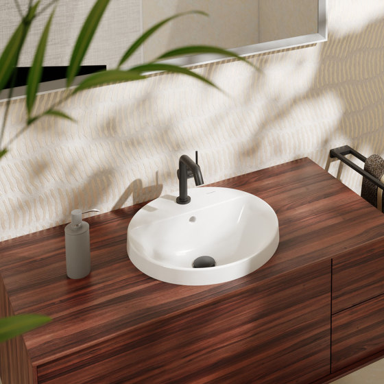 Xuniva S Lavabo tipo bol 450/450 con orificio para grifo y rebosadero | Lavabos | Hansgrohe