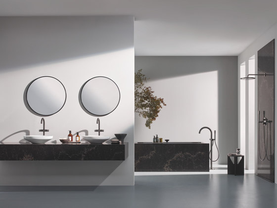 Atrio Private Collection Sticks made from Vanilla Noir Caesarstone material | Bathroom taps accessories | GROHE