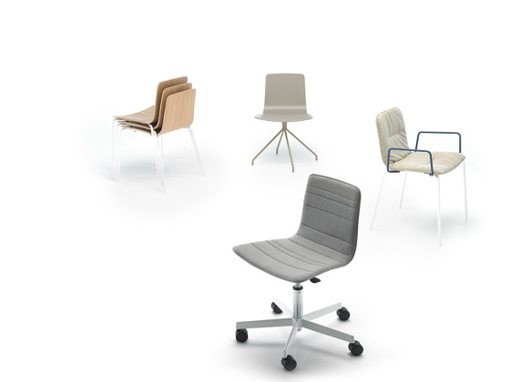 Klip chair - five casters base & smooth upholstery | Chairs | viccarbe