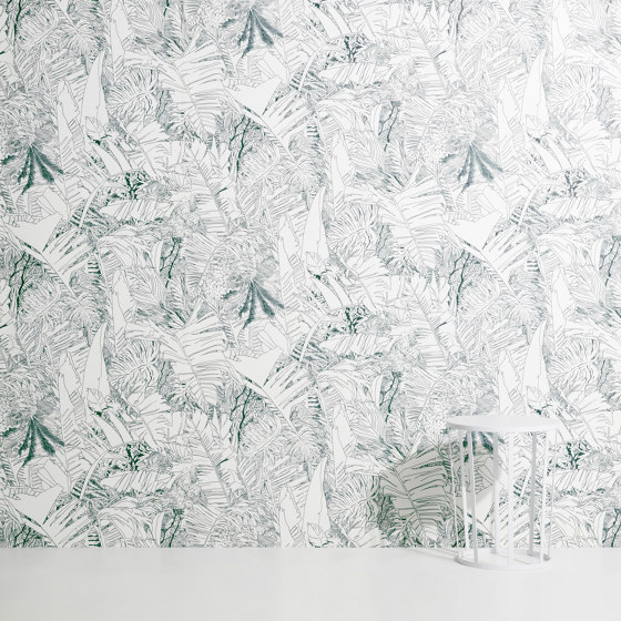 Jungle | Papier-peint blanc sur noir | Revêtements muraux / papiers peint | Petite Friture