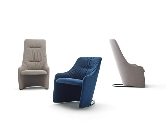 Nagi lounge chair - high backrest & soft upholstery with headrest | Fauteuils | viccarbe