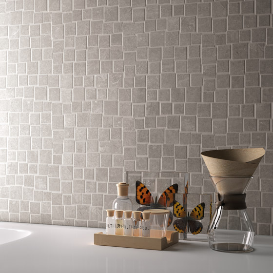Groove Bright Grey Mosaico 5X5 | Mosaicos de cerámica | EMILGROUP