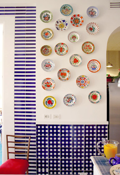 P Righe Blu Piccole | Ceramic tiles | La Riggiola