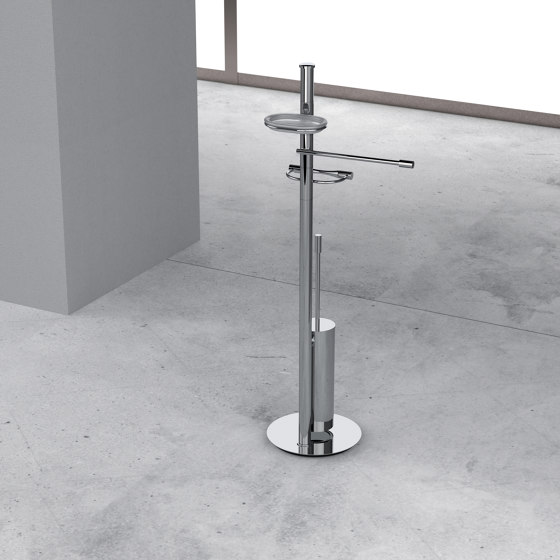 Floor standing column with towel holder, soap holder, paper holder and brass brush holder | Soportes de WC | COLOMBO DESIGN