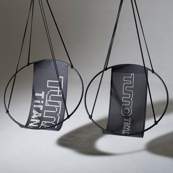 Embroidery Hanging Chair Swing Seat Grey WORDS | Swings | Studio Stirling