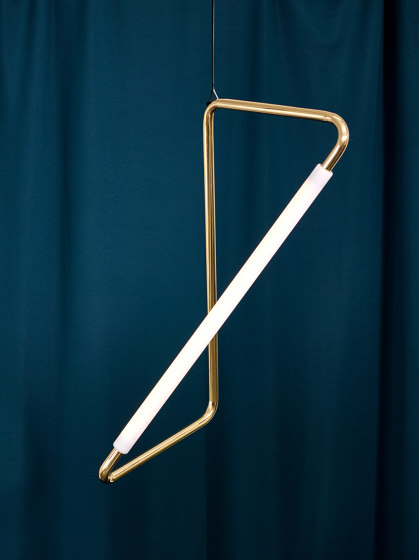 Light Object 001 - Ceiling pendant LED light, polished brass finish | Pendelleuchten | Naama Hofman Light Objects