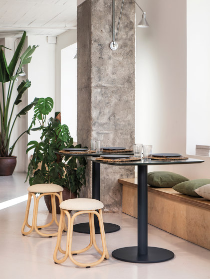 Flamingo indoor pie de mesa con tapa redonda | Mesas comedor | Expormim