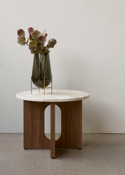Androgyne Side Table, Ø50, Dark Stained Oak | Kunis Breccia Stone | Side tables | Audo Copenhagen