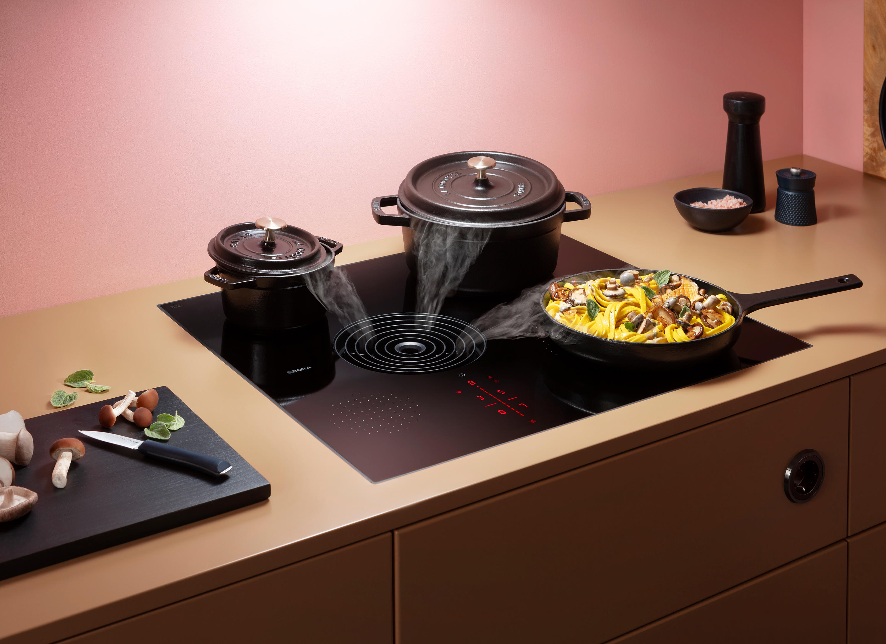 PURSU, BORA S Pure surface induction cooktop with integrated cooktop  extractor - recirculation
