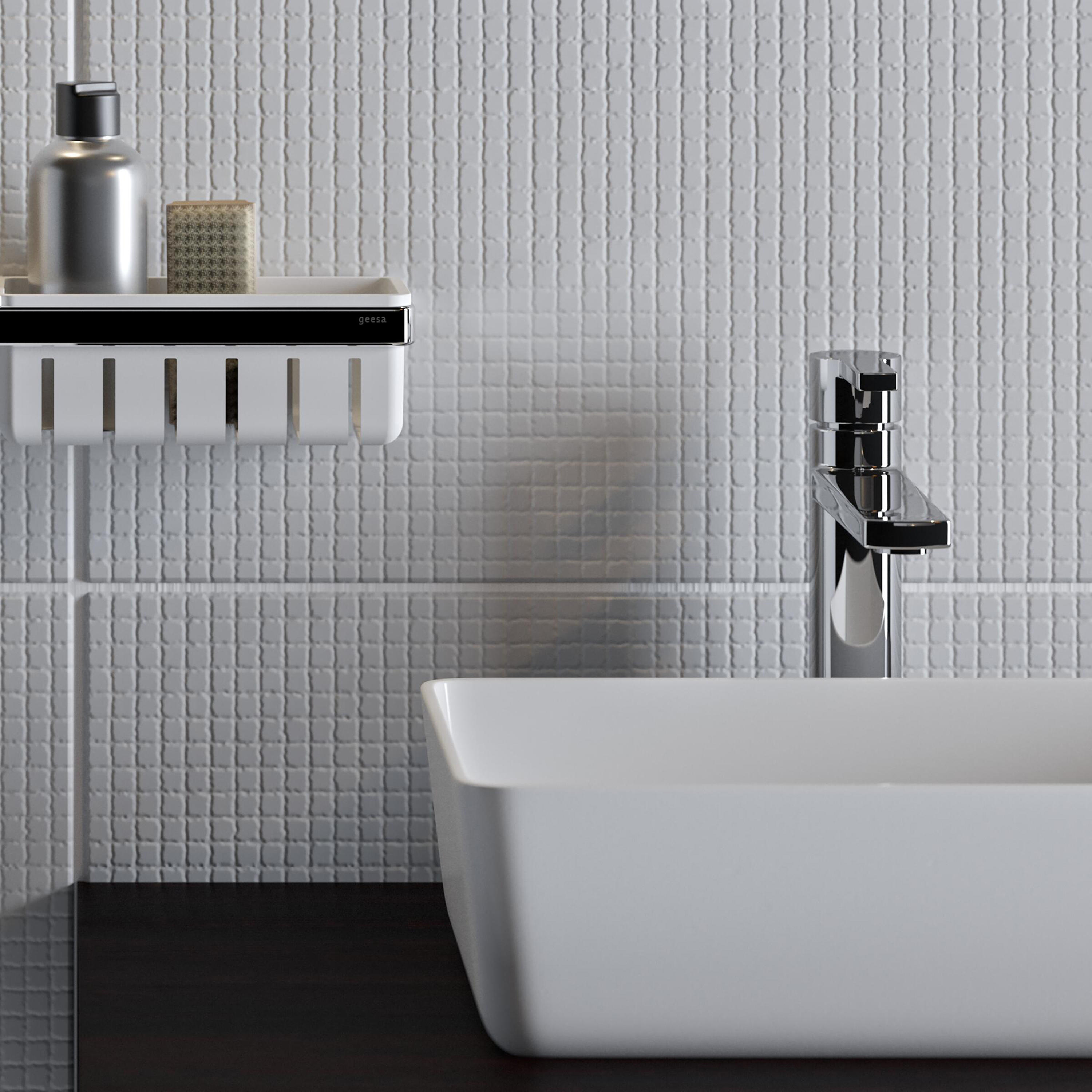 Frame White Chrome  Shower Basket / Bathroom Shelf 25cm White