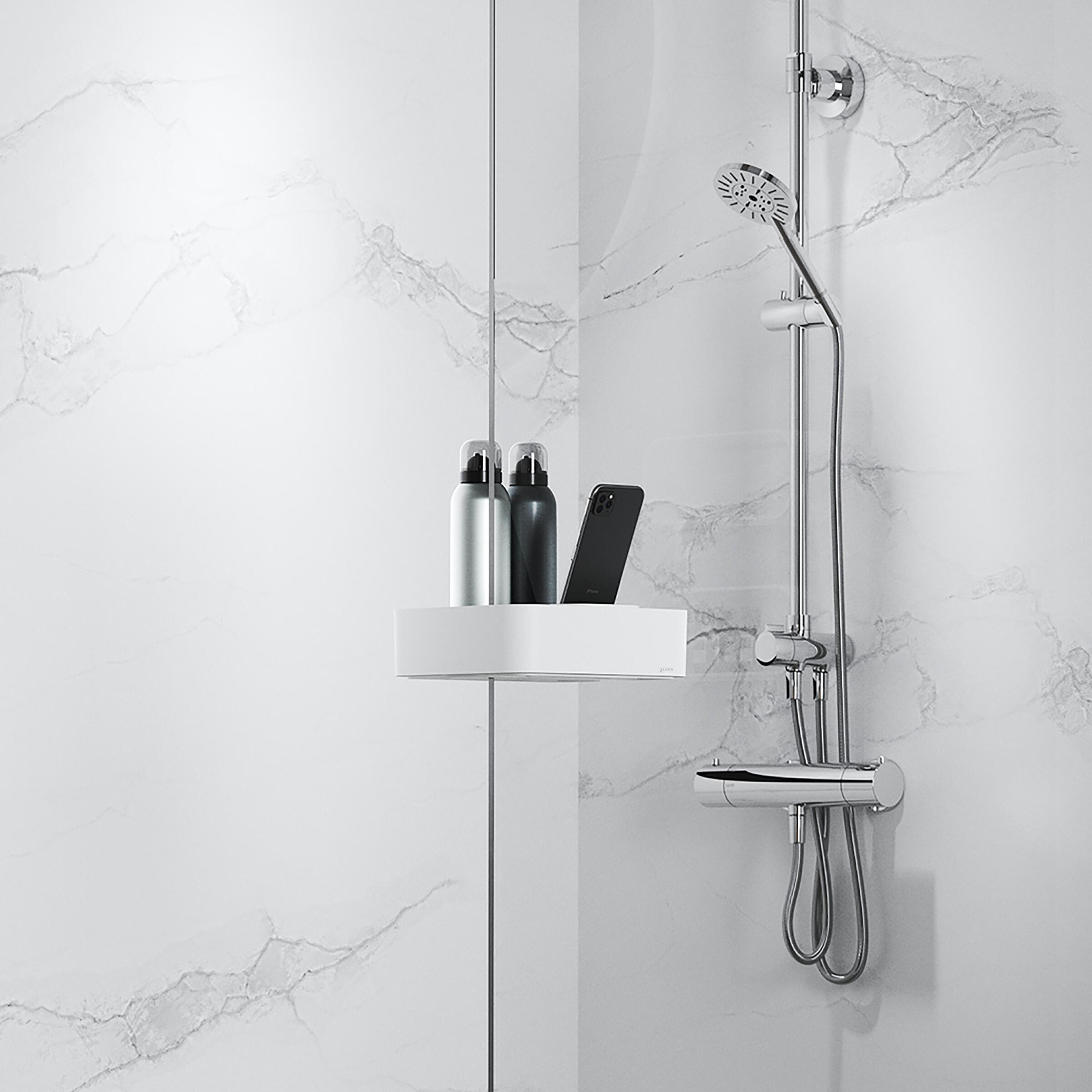 Frame White Chrome  Shower Basket / Bathroom Shelf 25cm White