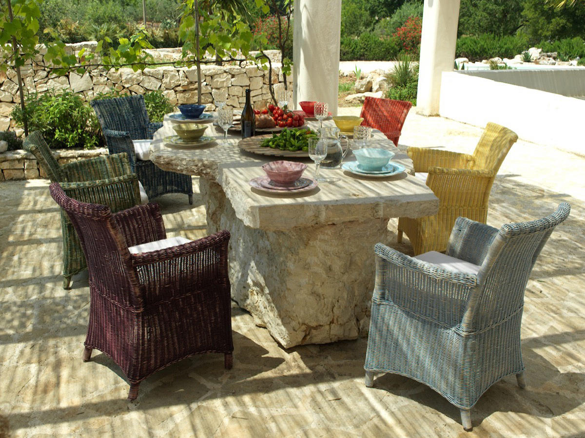 Capri outdoor armchairs in coloured fibre