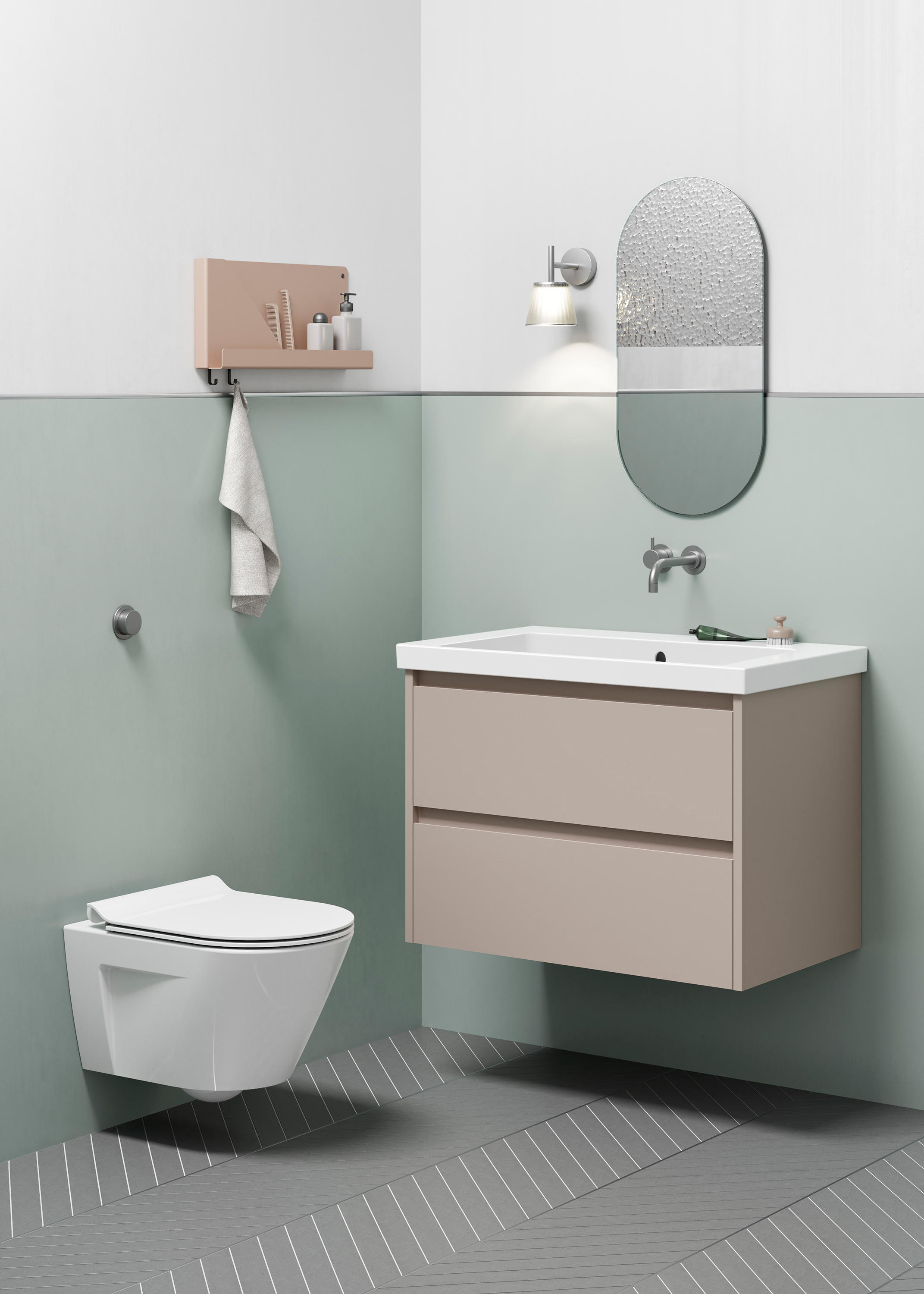 Roca Ona wall-mounted, washdown toilet, rimless matt white